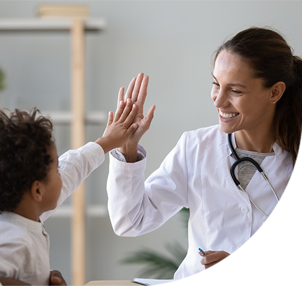 Physician with child patient